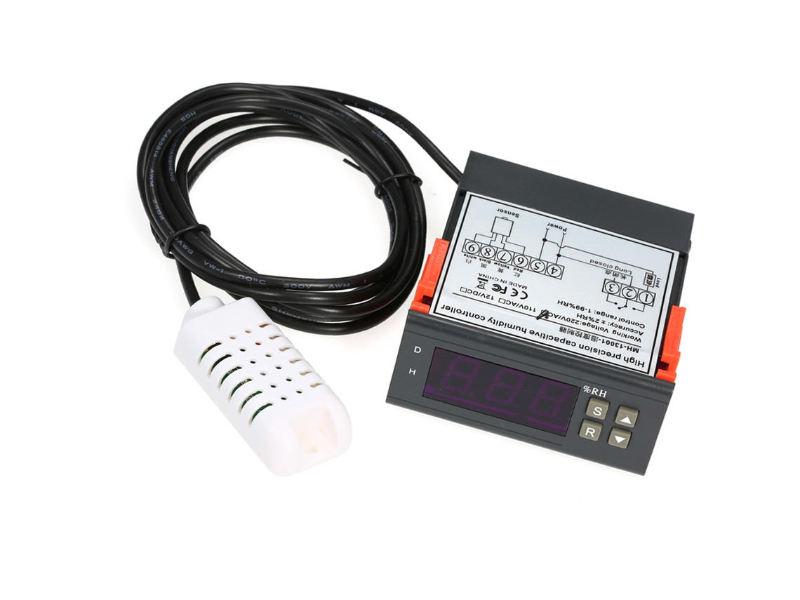 Mini Controlador Digital De Humedad 10a 220v Con Sensor, Medición 1%~99%, Pantalla Led, Portátil.