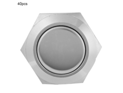 40 llaves de presión momentáneas de metal impermeables de 19 mm con cabeza plana y 2 pines con reinicio automático.