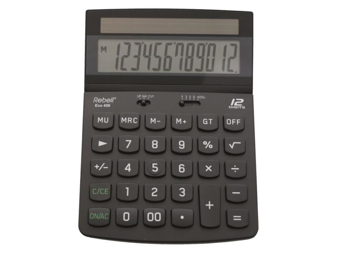 Calculadora De Mesa Ecológica 12 Dígitos Solar Negra Pantalla Amplia