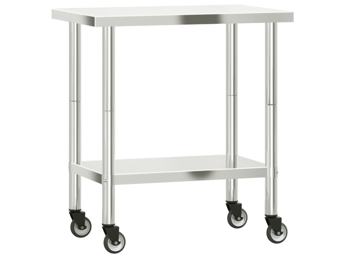 Mesa de Trabajo de Cocina con Ruedas MAISON EXCLUSIVE en Acero Inoxidable 82,5x55x85 cm