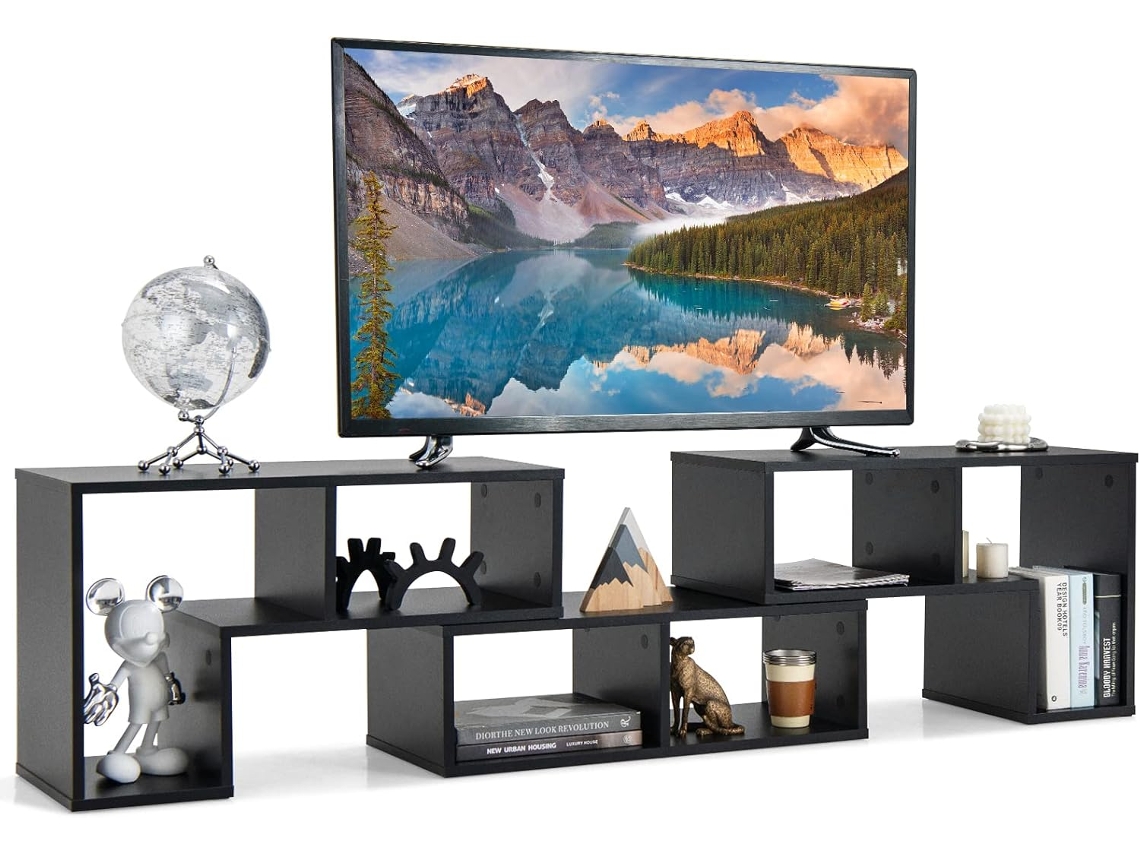 Consola de TV de 3 Piezas, Moderno Centro de Entretenimiento para Televisores 50-65 Pulgadas,Combinación de Librería para Almacenamiento y Exposición COSTWAY