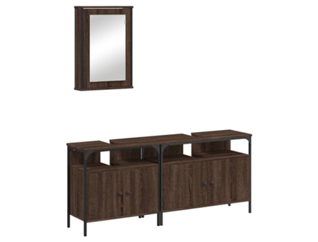 Conjunto 3 de muebles baño VIDAXL madera contrachapada roble marrón