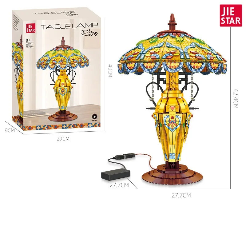 (jj9081) Lámpara Retro De 1570 Piezas Con Luz, Juguete Moc Para Ensamblar En Casa O En La Oficina.