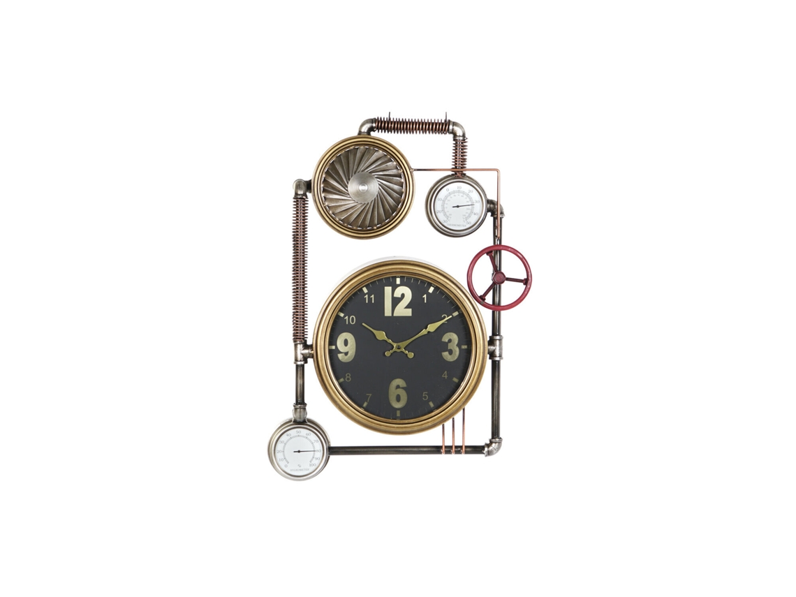 Reloj Pared Hierro Cristal Dorado 50,5x12x73cm