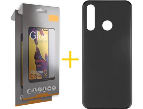 Kit Funda + Protector de Pantalla Huawei P40 Lite-E SKYHE Cristal Templado 7660 Negro