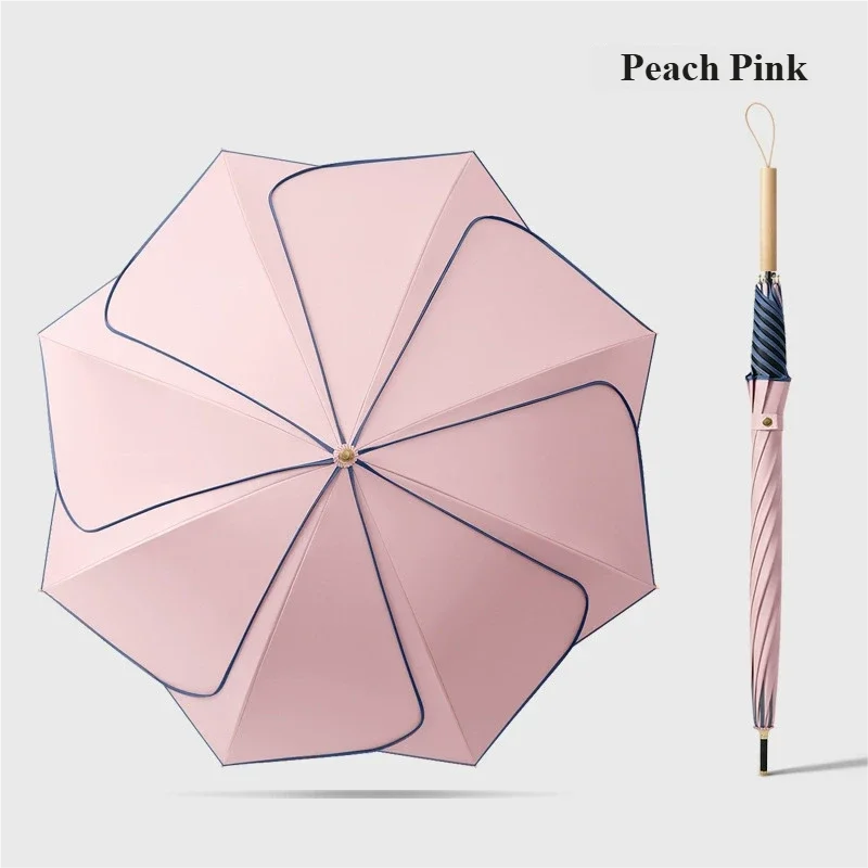 Paraguas Creativo Con Forma De Pétalo (rosa 8k), 2 En 1 (parasol/lluvia), Mango Largo De Alta Calidad.