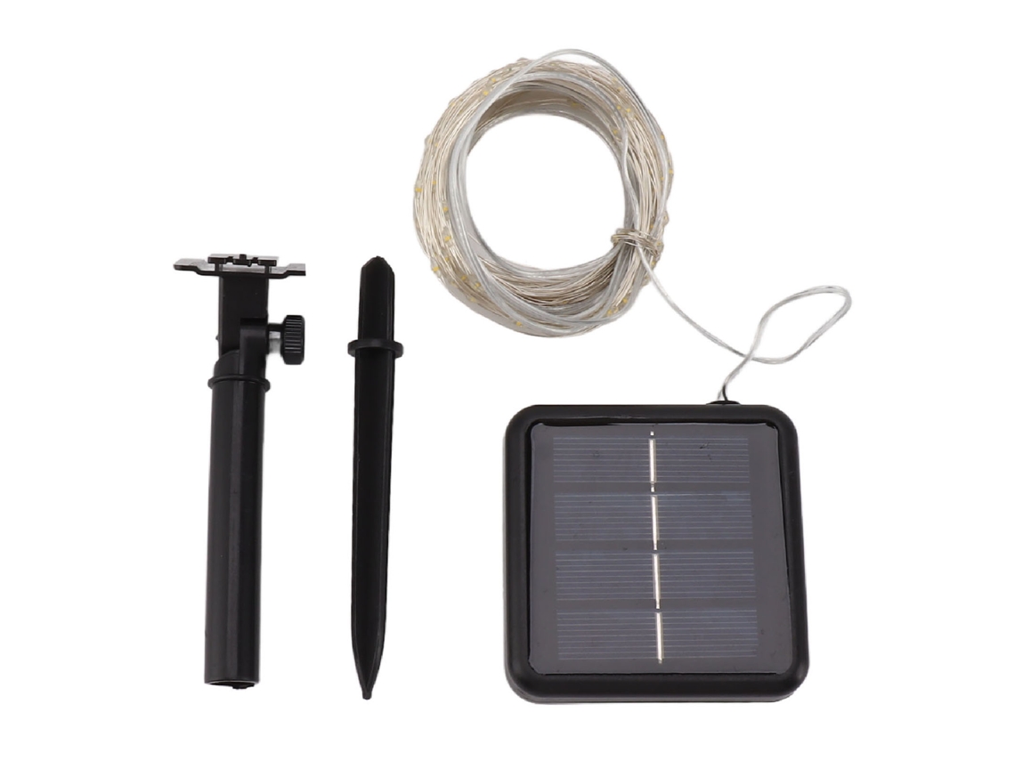 Guirnalda de luces solares 2026 con 100 LED, resistente al agua y a la intemperie, ideal para árboles, barandillas, patios y piscinas.