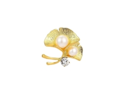 Broche Sencillo De Estilo Pastoral Con Forma De Hoja De Gingo, Con Perla Y Diamante, Para Abrigo, Traje Y Camisa.