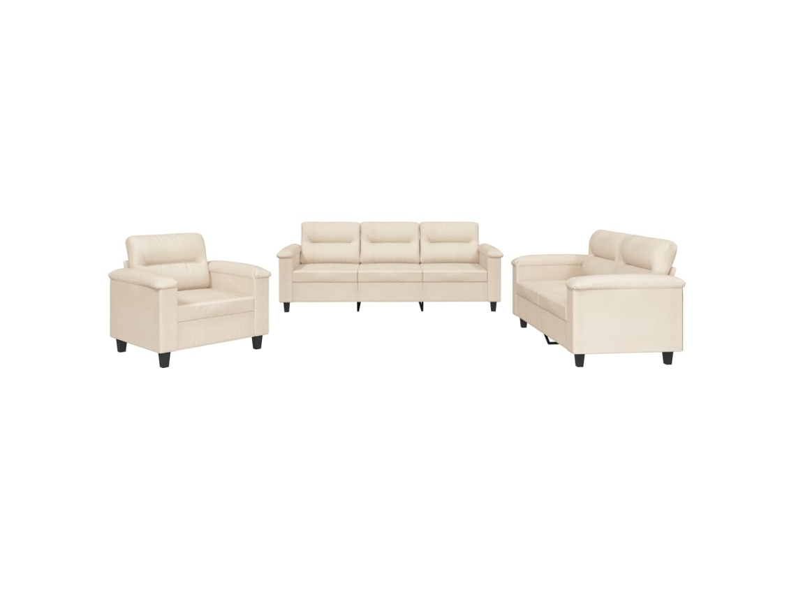 Maison Exclusive - Juego De Sofás Con Cojines 3 Piezas Tela Microfibra Beige