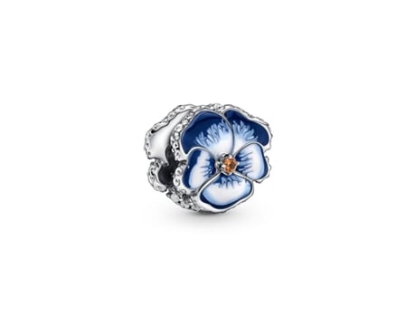 Joyería PANDORA Charm PANDORA Moments azul floral y pedrería brillante