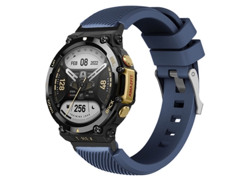 Correa de Silicona diseño de sarga ajustable para Huami Amazfit T-Rex 2 - azul medianoche