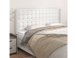 Cabecero Con Orejas De Cuero Sintético Blanco 163x16x118/128 Cm