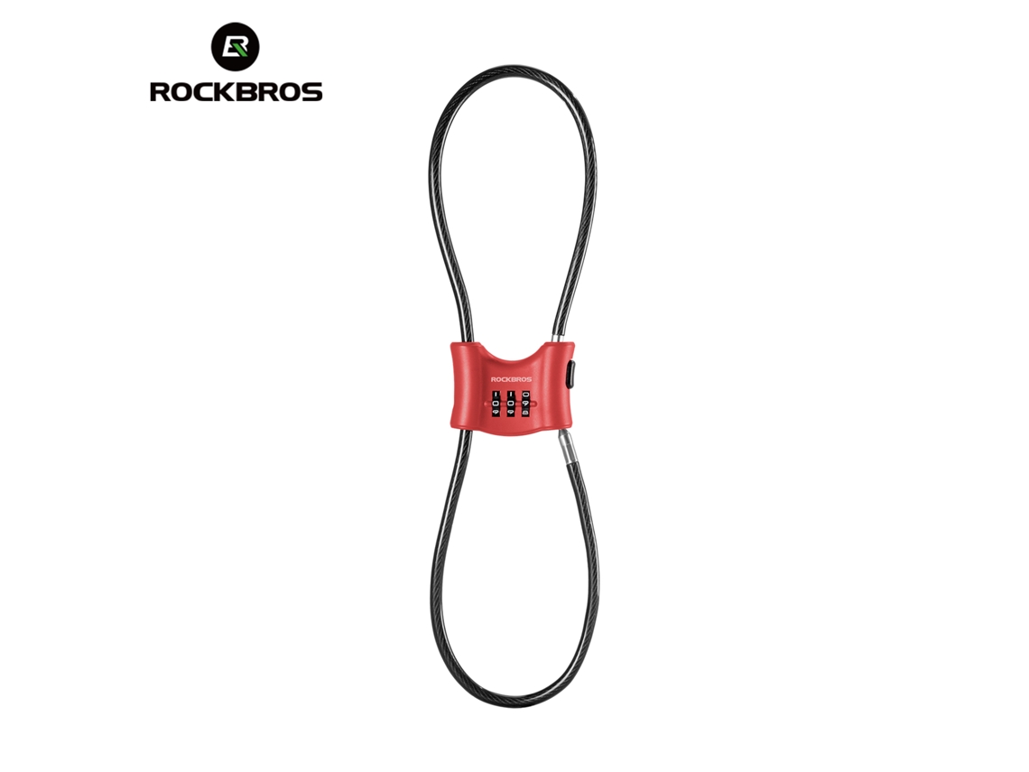 Candado de cable portátil para bicicleta MDUG, con combinación de tres dígitos y antirrobo para casco, ajustable (rojo)