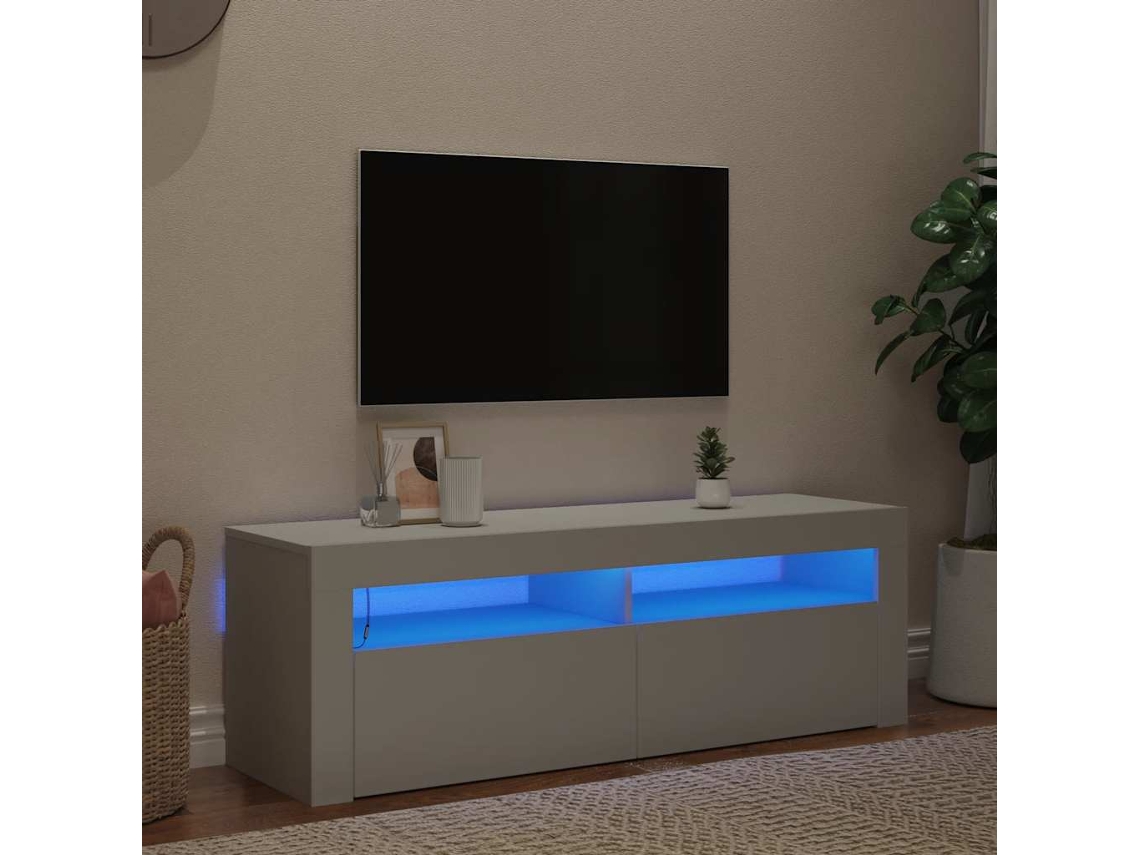Mueble Para Tv | Armario Para Tv | Gabinete De Tv Con Luces Led Blanco 120x35x40 Cm