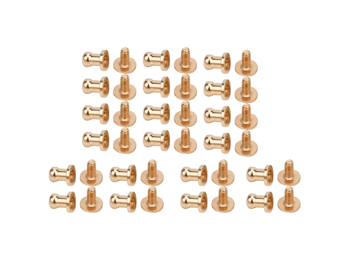 20 juegos de tornillos remachados de cabeza redonda, de cobre chapado en oro, para la decoración de pulseras, bolsos, ropa, zapatos y cinturones.