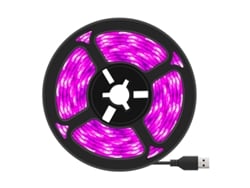 Barra de luz LED para el cultivo de plantas, 3 m, conector USB, espectro completo, luz rosa.