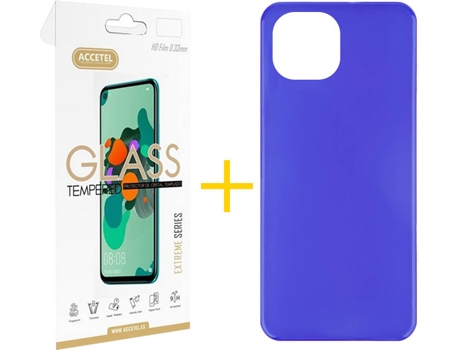 Kit Funda + Protector de Pantalla Apple iPhone 13 ACCETEL Liso 3 Azul
