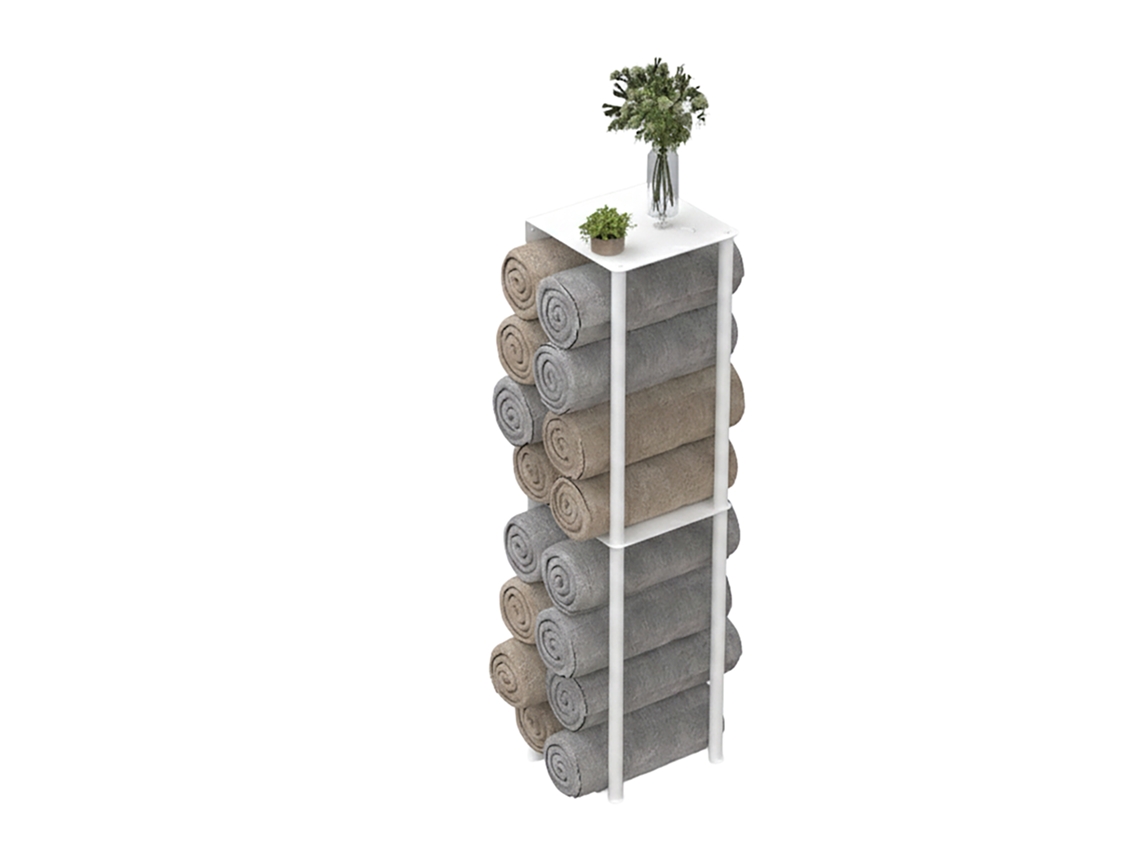 Relaxdays Toallero De Pared, Para Toallas Enrolladas, Torre Toallas, Hbt: 83,5x20x20 Cm, Estante Toallas, Hierro, Blanco