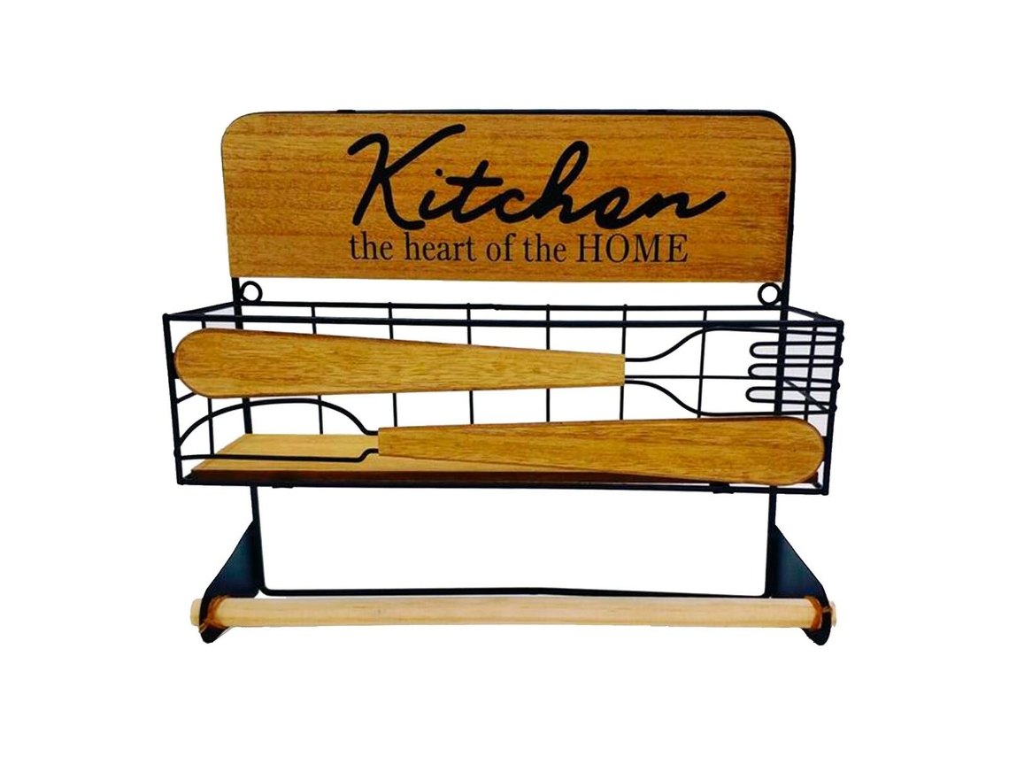 Portarrollos de Cocina Versa 20 x 15,2 x 14,8 cm Metal Madera MDF