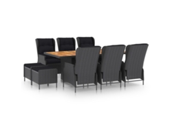 unidades Conj. Jantar Exterior C/ Almofadões Vime Pe Cinza Escuro Dkd Home Decor