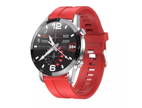 Relógio smartwatch masculino lemfo Plateado Pulsera Silicona Rojo recebe y efetua chamadas telefónicas y mensagens