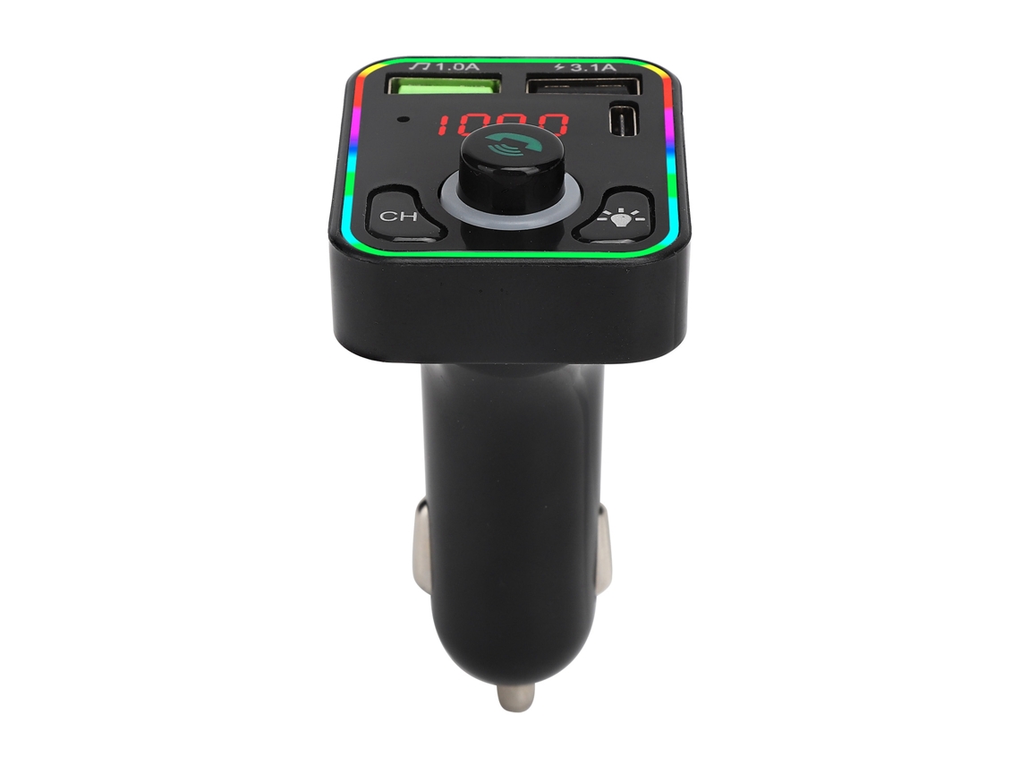 D2026n carregador de Carro Bluetooth 5.0 Fm Transmissor Mp3 Player com Luz Ambiente e Portas Usb Duplas