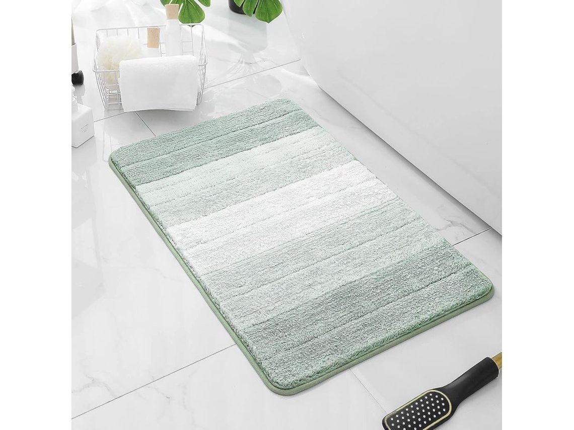 2026-tapete De Baño Microfibra Pequeño 17x24" Absorbente Antideslizante Gradiente Verde