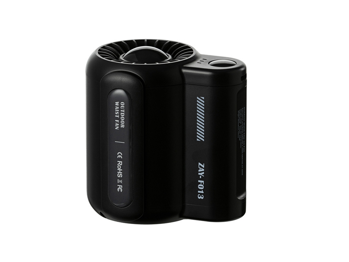 Ventilador de cintura portátil con carga USB, 4500 mAh, apto para cinturón de camisa, color negro