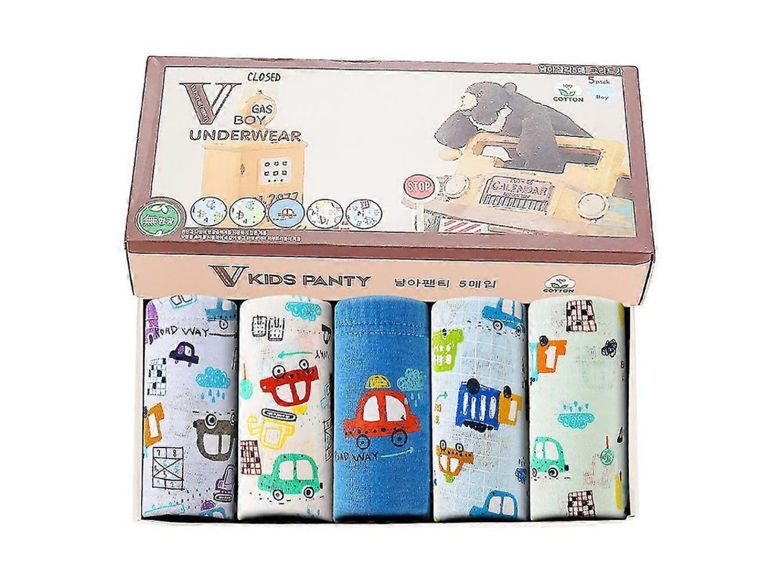 2026-5-pack Calzoncillos Niño 2-13 Años Estampados De Mezcla De Algodón