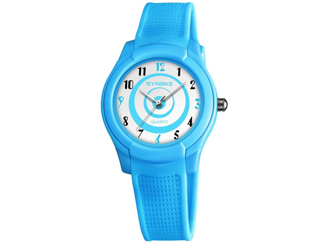 Reloj De Pulsera Analógico De Cuarzo Resistente Al Agua Con Dial Redondo Synoke (azul)