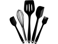 2026da-set De Utensilios De Cocina De Silicona 5 Piezas Resistente Al Calor Sin Bpa Para Cocina Negro