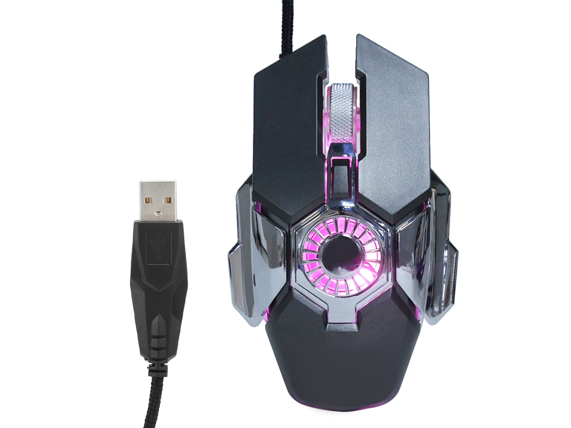 Ratón Gaming Con Cable Rgb, 6 Botones, 6400 Dpi, Ventilador De Refrigeración, Chip Ic198, Gris.