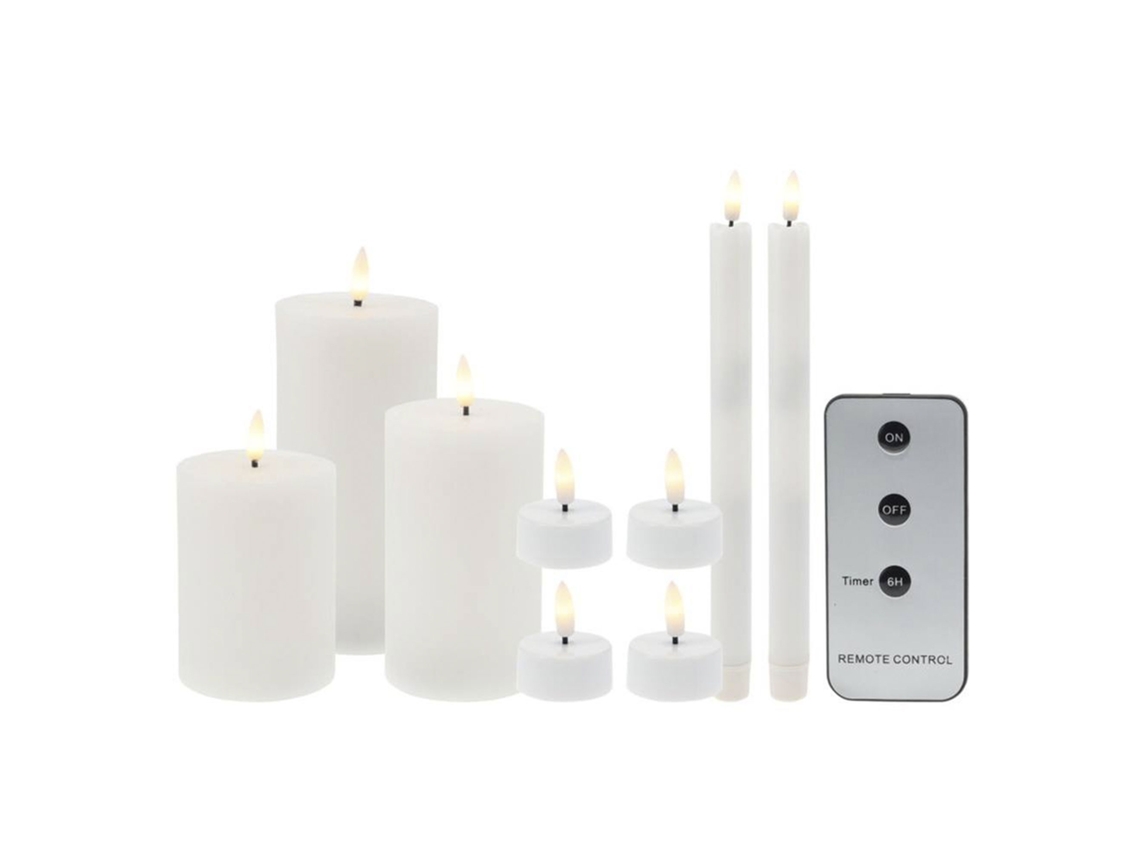 Well Home Set de 9 Velas LED de Diferentes Tamaños con Control Remoto