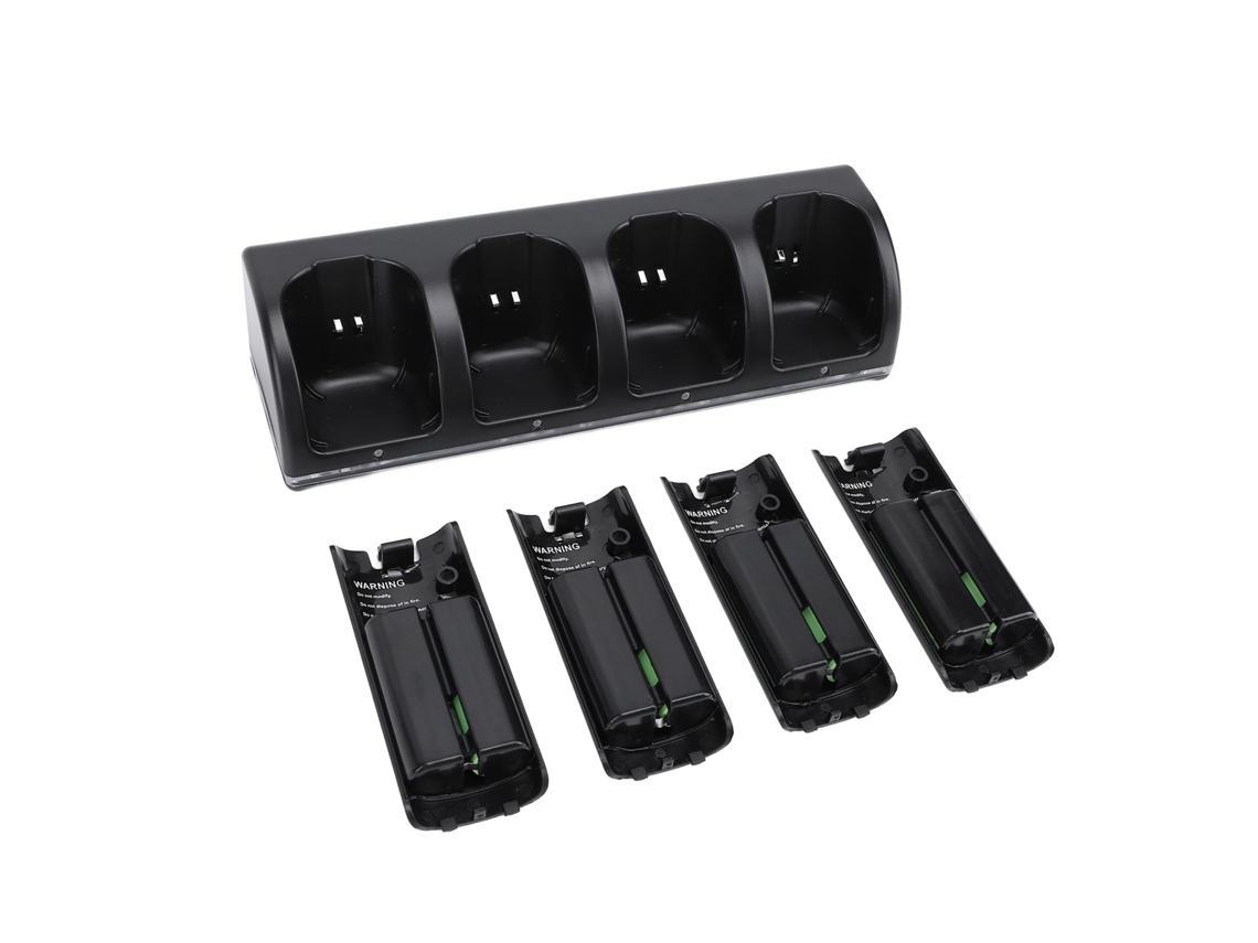 Estação De Carregamento Para Controle Wii Com 4 Baterias Recarregáveis 2800mah Dock Station Preto