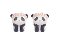 2 macetas con forma de panda de dibujos animados para plantas suculentas