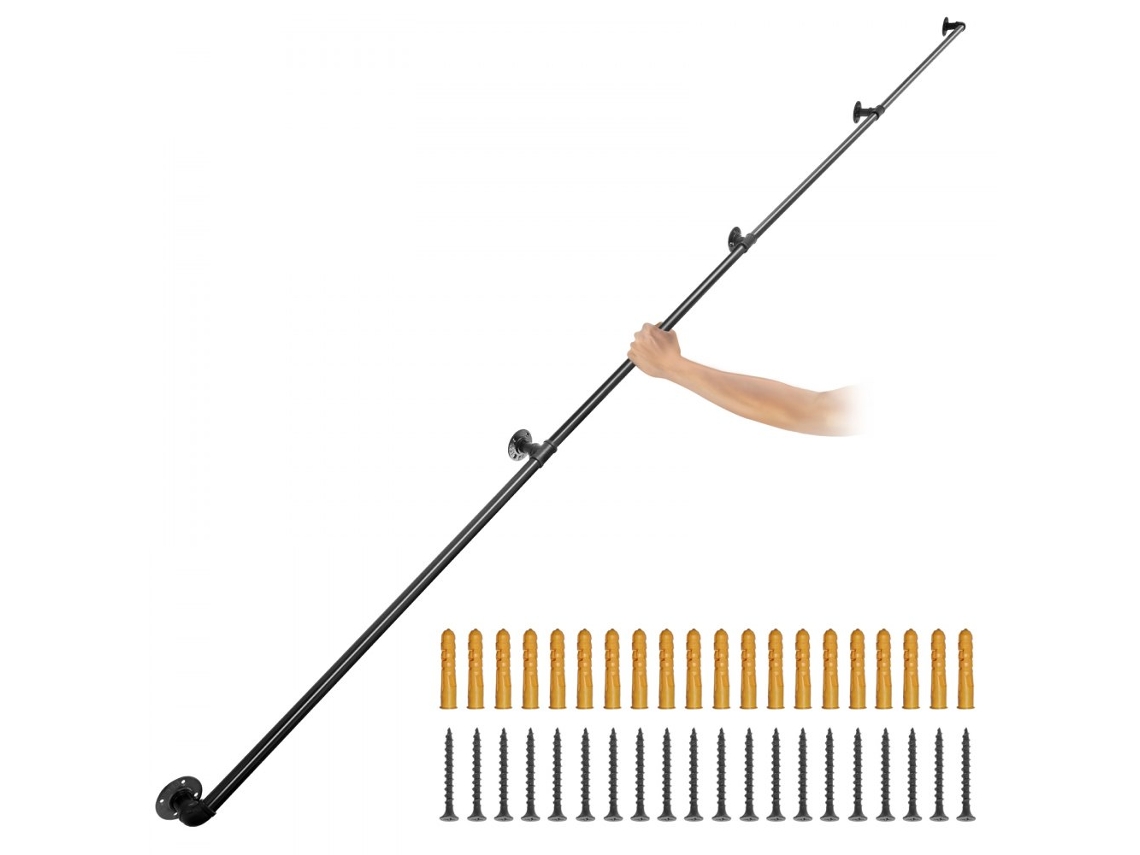 Pasamanos de pared industrial de 396 cm en acero al carbono negro Tekmaquinas
