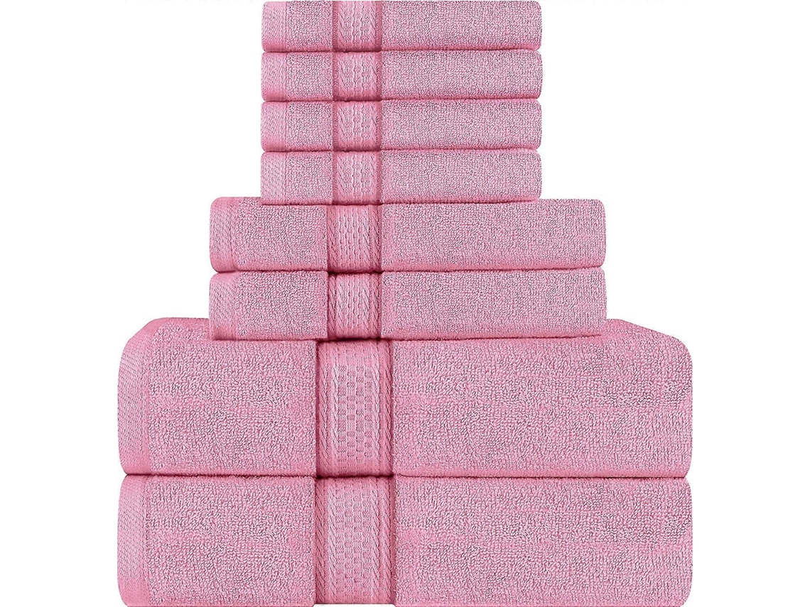 Rebe-conjunto De Toallas Rosas, 2 Toallas De Baño, 2 Toallas De Mano Y 4 Toallitas, 600 Gsm Algodón Ring Spun Absorbente Para Baño