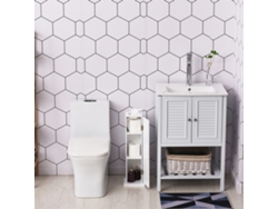 Armário De Banheiro Estreito Com Porta-papel Higiênico E Prateleiras, Estilo Moderno, 19,5 X 19,5 X 65 Cm, Branco
