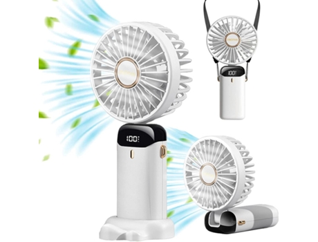 Mini Ventilador Portátil BISBISOUS N15 Ventilador de 5 Velocidades Ajustable en 90 (Blanco)