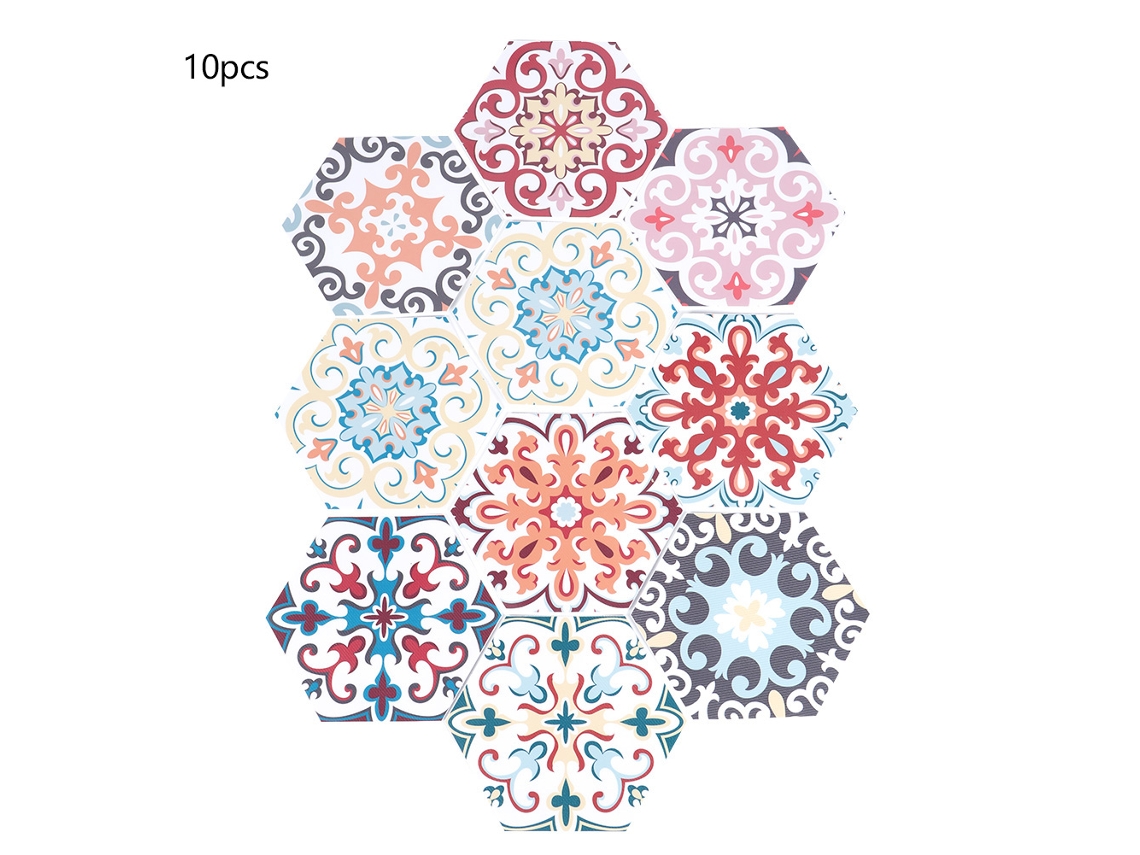 10 Pegatinas Hexagonales Decorativas Para Azulejos, Antideslizantes E Impermeables, Para Paredes Y Suelos.