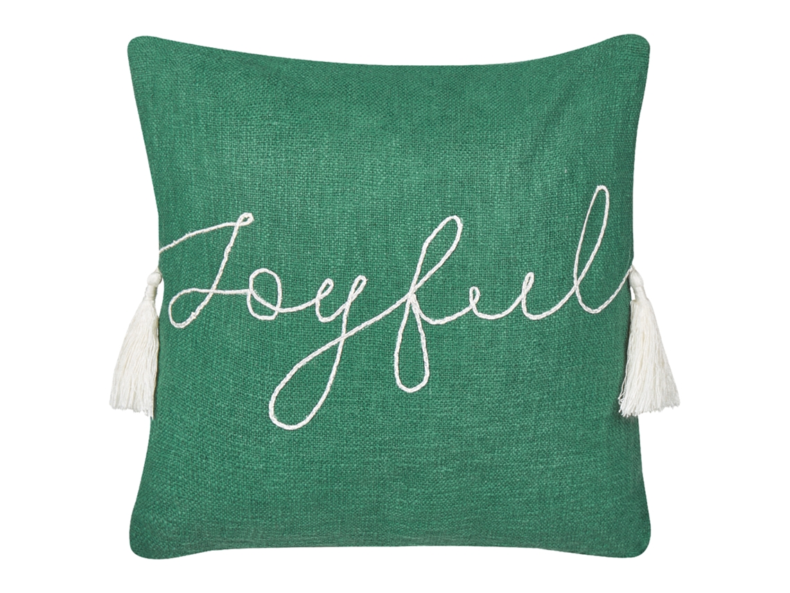 Cojín festivo con borlas BELIANI Elettaria de Algodón Verde 45x45x7