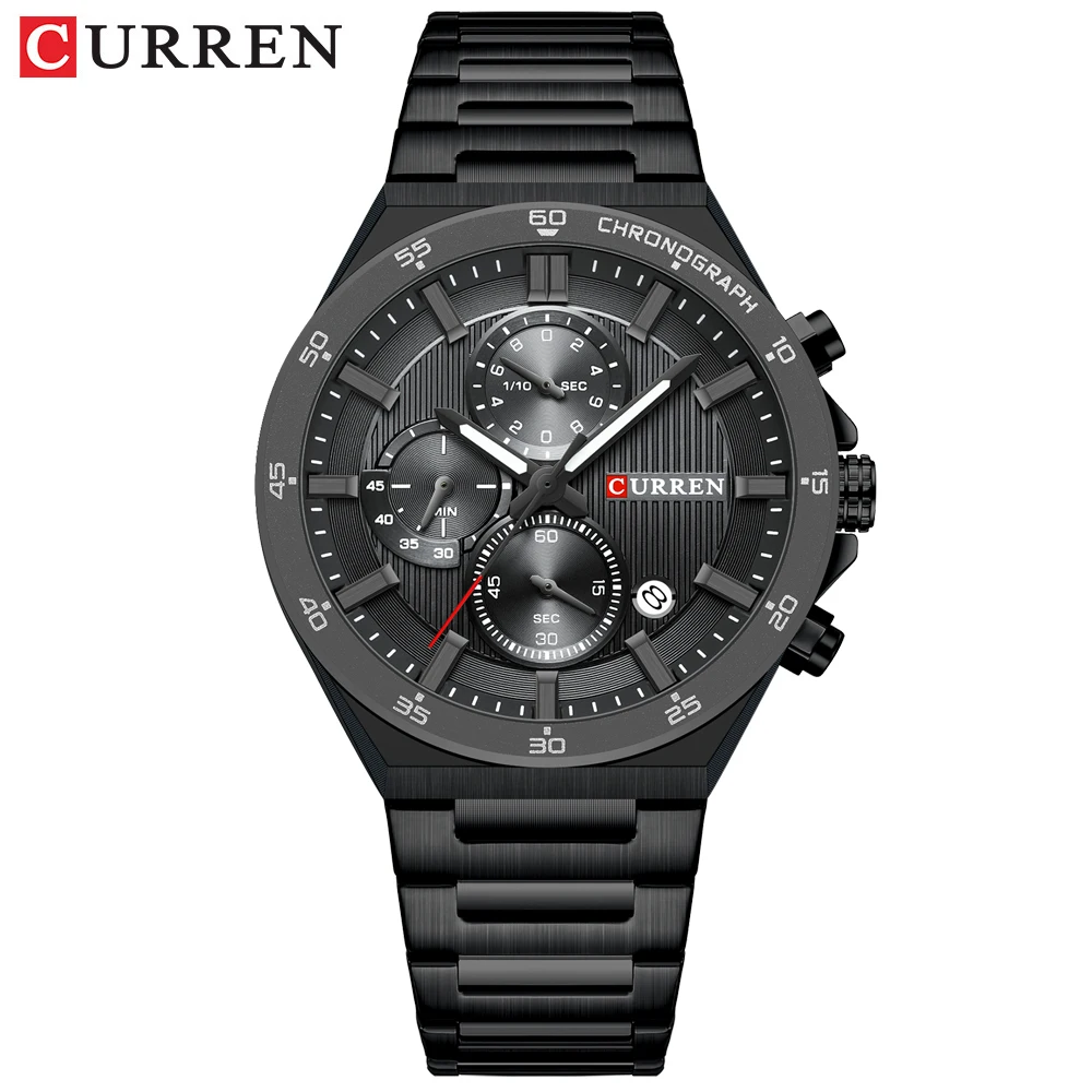 Reloj Cronógrafo De Cuarzo Multifunción Para Hombre Con Fase Lunar, Resistente Al Agua.