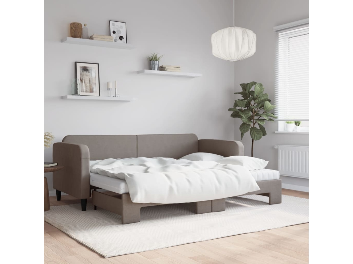 Sofá Cama Nido Con Colchón Tela Gris Taupe 80x200 Cm