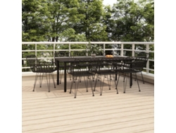 Juego de comedor de jardín de mimbre PE negro Dkd Home Decor