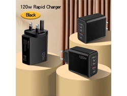 Cargador Usb Pd De 5 Puertos De 120 W, 2 Usb-a 3 Usb-c Pd Qc3.0, Adaptador De Pared De Carga Rápida.