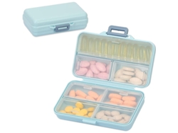 Organizador Semanal De Pastillas, Estuche Portátil Con 7 Compartimentos Para Viajes, Azul.