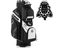Bolsa de golf Costway con 14 compartimentos, 9 bolsas con cordón, bolsa térmica, asa acolchada y soporte para paraguas.