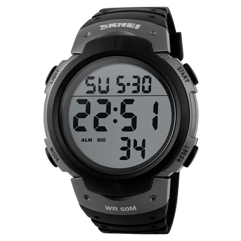Reloj digital resistente al agua, reloj deportivo para exteriores para hombre, esfera grande, reloj elegante y sencillo.
