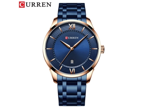 Relojes para Hombre Relojes Analógicos de Pulsera de Acero Inoxidable con Fecha Relojes de Moda para Hombre Concha Rosa Azul VEANXIN