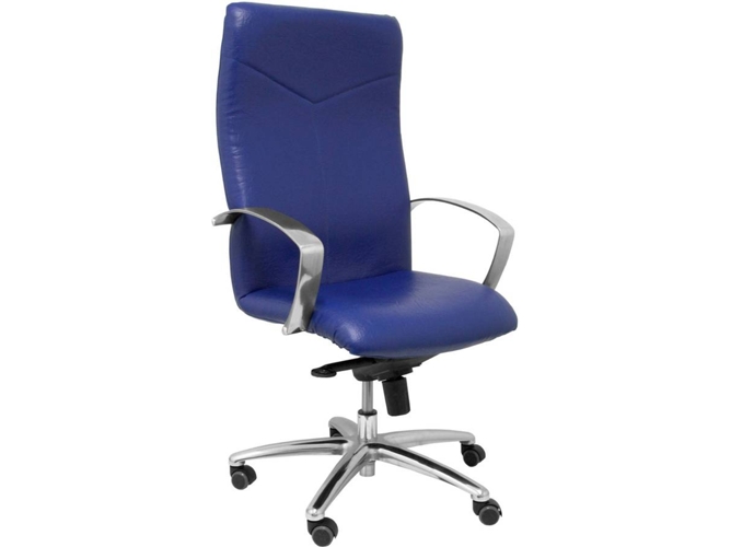 Silla de Escritorio Ejecutiva PIQUERAS Y CRESPO Caudete Azul con ruedas de parqué (Similpiel)